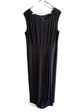 R&M Richards Black Sleeveless Maxi Dress with Beaded Waist